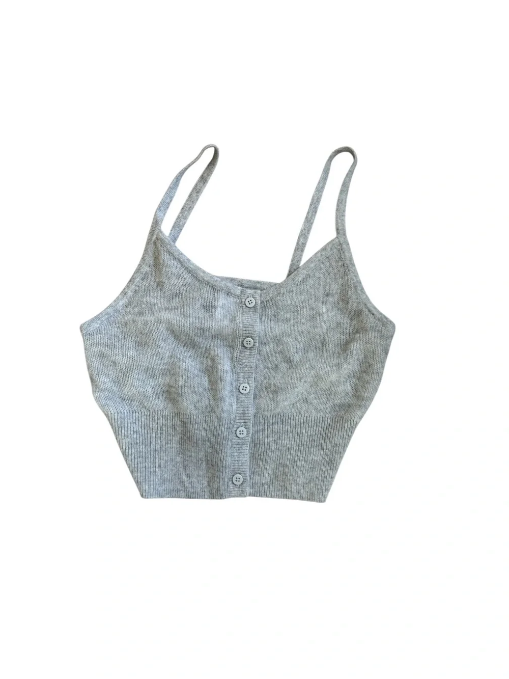 ALO Yoga Light Gray Cashmere Button-Front Tank